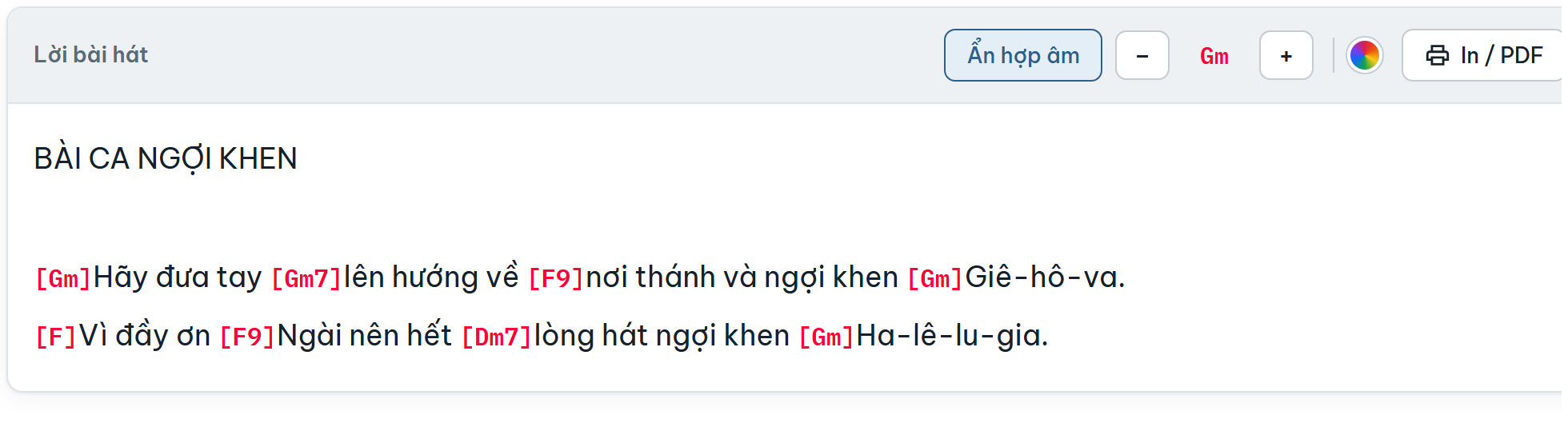 Lời bài hát có hợp âm trong ngoặc vuông trước chữ